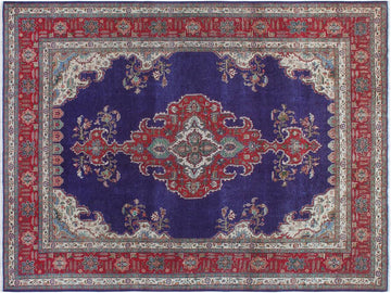 handmade Medallion, Traditional Tabriz Blue Red Hand Knotted RECTANGLE 100% WOOL area rug 10x13